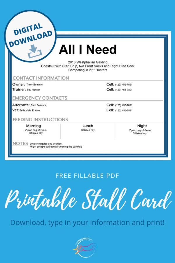 Printable Stall Card - The Printable Pony