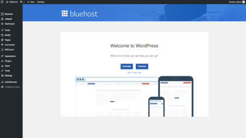 Bluehost WP Dashboard